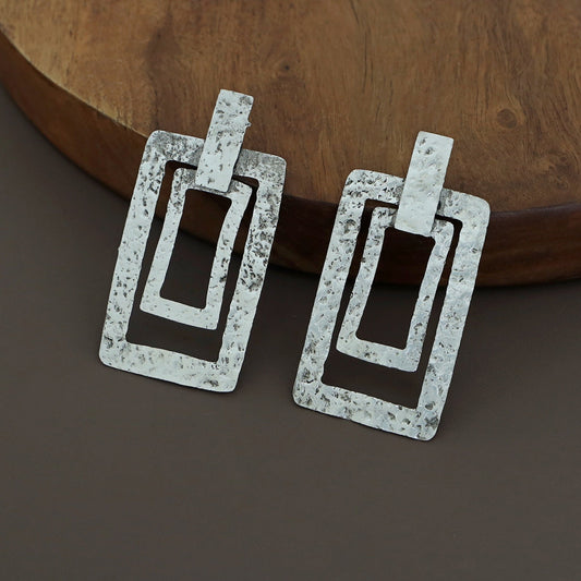 Textured Dual Rectangle Earring