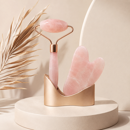 Rose Quartz Facial Roller & Gua Sha Set