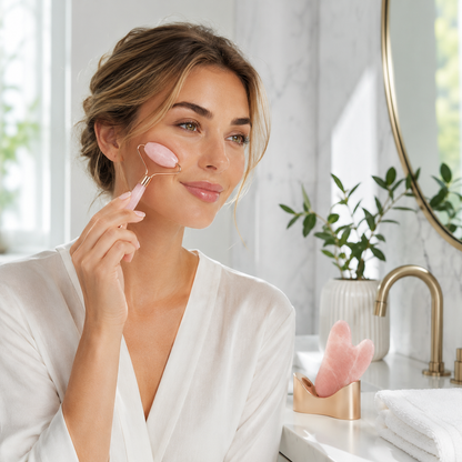 Rose Quartz Facial Roller & Gua Sha Set