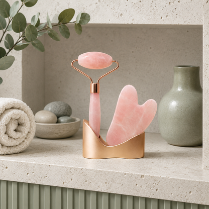 Rose Quartz Facial Roller & Gua Sha Set