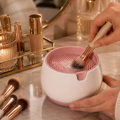Makeup Brush Cleaning Bowl with Silicone Scrub Pad