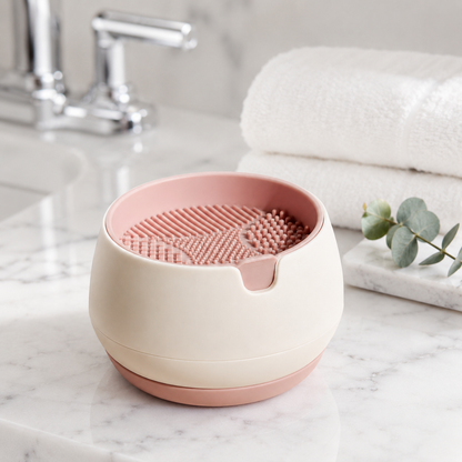 Makeup Brush Cleaning Bowl with Silicone Scrub Pad
