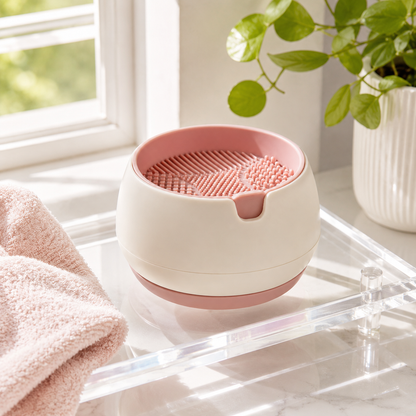 Makeup Brush Cleaning Bowl with Silicone Scrub Pad